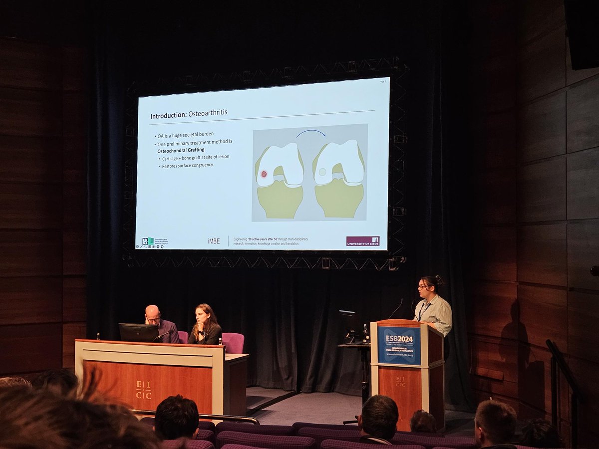 iMBE @ Leeds (@imbe_leeds) on Twitter photo Lara Esquivel from <a href="/iMBE_Leeds/">iMBE @ Leeds</a> is presenting her #PhD research on "Fluid Ingress into the Graft-Host Interface of Osteochondral Grafts under Cyclic Loading in the #Knee" at #ESB2024! Explore the latest #biomechanics insights! #IMBE #PhD #KneeResearch #Biomechanics #biomedical Lara Esquivel from <a href="/iMBE_Leeds/">iMBE @ Leeds</a> is presenting her #PhD research on "Fluid Ingress into the Graft-Host Interface of Osteochondral Grafts under Cyclic Loading in the #Knee" at #ESB2024! Explore the latest #biomechanics insights! #IMBE #PhD #KneeResearch #Biomechanics #biomedical
