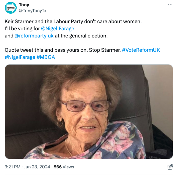 martinharmer's tweet image. Hey @reformparty_uk are you ok with your supporters doing this?

@TonyTonyTx is using photos of dead pensioners to try and drum up support for you.

This is a vile tactic.

#ReformUK #GE2024