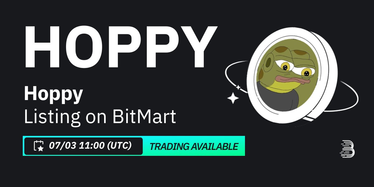 #BitMart will list Hoppy (HOPPY) <a href="/hoppycoinERC20/">Hoppy</a>
on our digital assets platform on Jul 3, 2024 🤩

A meme coin on Ethereum. Hoppy is on a mission to take over the meme universe. The time has come for Hoppy to show his greatness.

💰Trading pair: $HOPPY/USDT
💎Deposit: Available