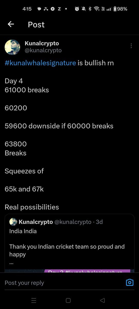 TeamQuantAI's tweet photo. 61000 broke✅

60200 came

And bounce came 

Then after 60000 broke  exact 59600 came ✅

And bounce 600 dollars 

This is #kunalwhalesignature crypto accuracy rest is crap https://t.co/bxborxSErZ