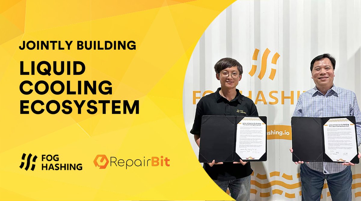 FogHashing's tweet photo. We are delighted to reach a cooperation with RepairBit ,the largest repair and maintenance company in North America . We will work together to promote the application of liquid cooling technology in the field of crypto mining.#bitcoin #liquidmining #miningdisrupt https://t.co/AFkF7vz9r4
