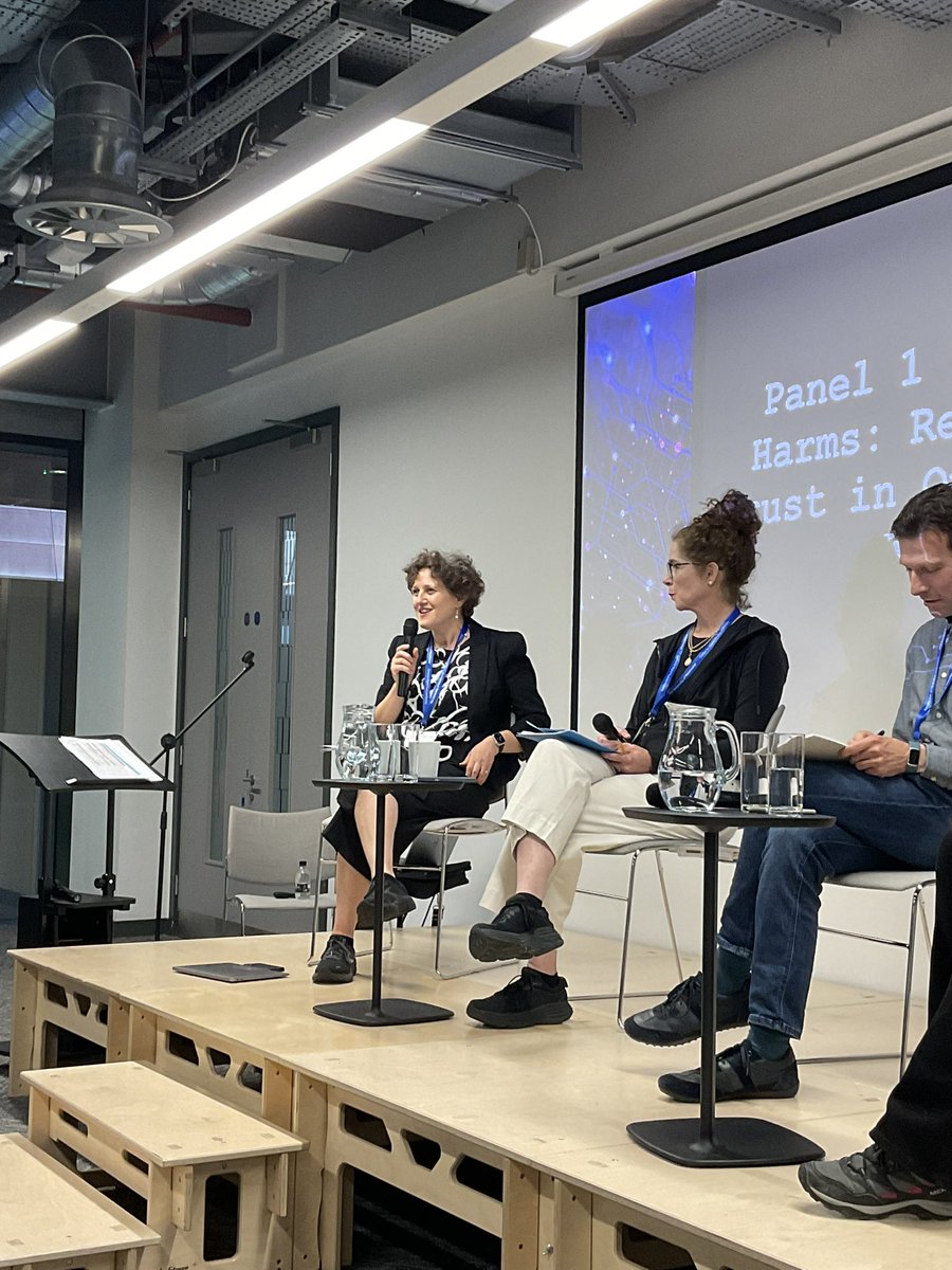 DigitalUoM's tweet photo. @ProfNickLord @UoM_CDTS @CriminologyUoM @uomsoss @uomhums @turinginst @RISCS_UK @Bristol_CLAH @BristolUni 🗣️We are at the 1st panel session of #CDTS24 chaired by Dr Mihaela Popa-Wyatt from @MancPhilosophy! Prof Jacob Rowbottom (@UnivOxford), Prof Emma Barrett (@CriminologyUoM), &amp; Prof Mary Kate McGowan (@Wellesley) are exploring online harms &amp; rebuilding trust in our digital world🌐. https://t.co/2PyAIzKe3y