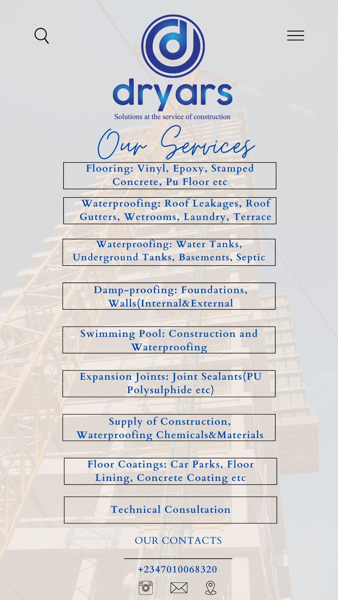 Hey everyone, I need your support. If you need top-notch construction services - Flooring, Waterproofing, Site supervision, or supply of construction chemicals, please consider my business. Your patronage/referral will make a huge difference🙏
<a href="/Wizarab10/">Sir Dickson</a> <a href="/spiriitual/"></a> <a href="/MayorKingz/">Omo Madam</a>