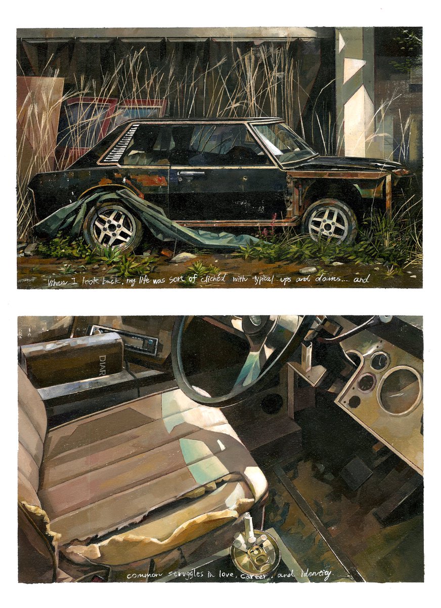 OscarSolanum's tweet photo. 『遺跡』“Relic of Old Days” oil on paper https://t.co/bv25QyHULN
