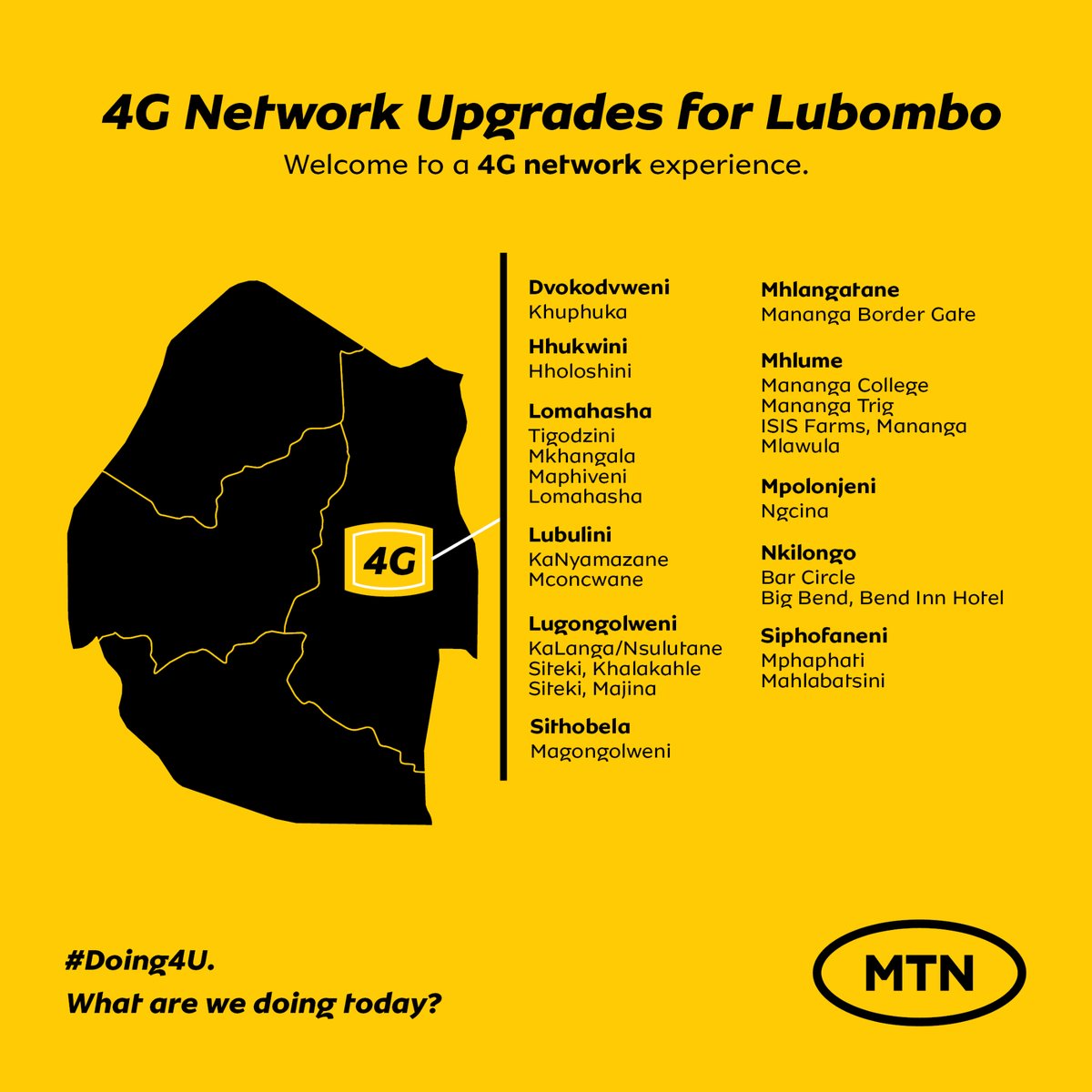 MTNEswatini's tweet image. Exciting news! All MTN Eswatini sites are now on 4G LTE. Enjoy faster speeds and better connectivity. 📶

#4GLTE #MTNEswatini #NetworkUpgrade