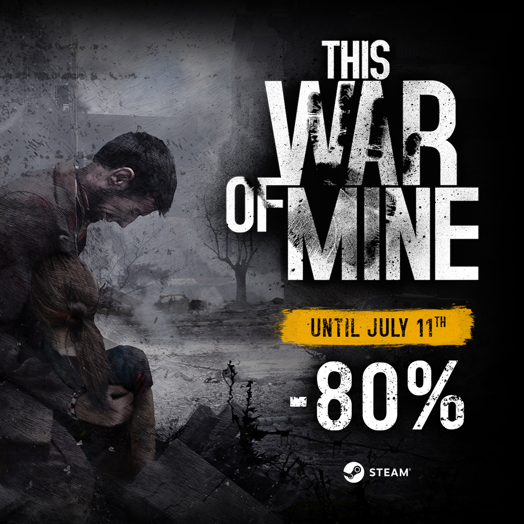 Until July 11th #ThisWarOfMine is available with an -80% discount for Steam Summer Sale! 

You can also get it in the Complete Edition Bundle with a -85% discount, in a Bundle with #TheInvincible for -58% or in the War Stories Bundle for -54%.

Link here: re.11bits.com/q3x