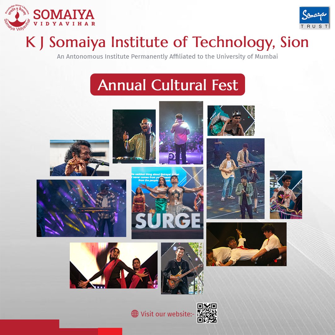 kjsieit1's tweet photo. Unlock a world of possibilities at K J Somaiya Institute of Technology! Enjoy vibrant college life with cultural fest Surge, sports fest Score, and tech fest Renaissance. Departments: Computers, IT, AI/DS, EXTC.

#KJSIT #Education #Engineering #AdmissionsOpen #collegelife https://t.co/iCrh86wf4w