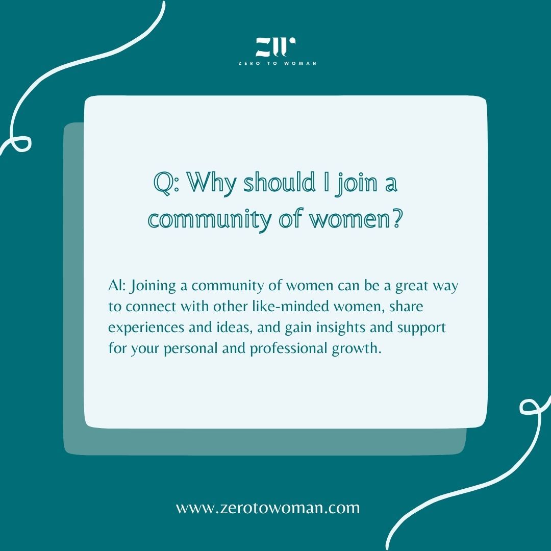 zero2woman's tweet photo. You may have heard about what the Zero To Woman community can do for you and your career, but perhaps you think we're biased? To clear the air, we asked chat GPT to tell us the importance of communities like ours. 

Click the link in bio to fill out a form to join. 

#ZTW #women https://t.co/4DzWlnOpdT