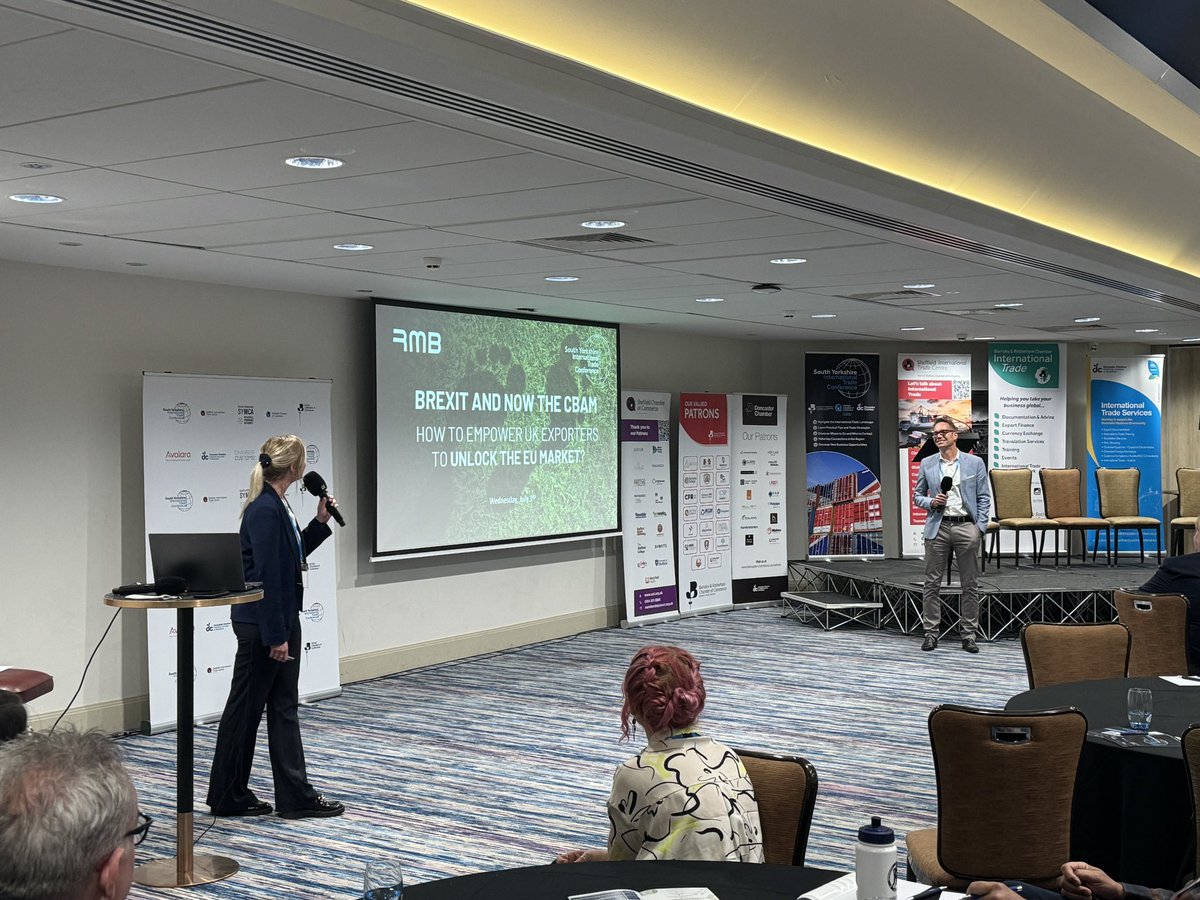 We have Michael Boulanger, CEO &amp; Anne Samson, Marketing &amp; 
Communication Manager, of, Associate Sponsor, RM Boulanger on 
the stage right now. The pair have 
made the trip over from France to be here to talk about CBAM &amp; how 
to empower UK exporters
#SYITC24