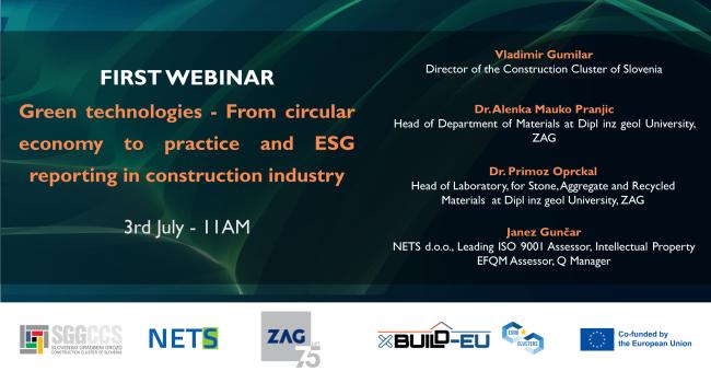 ♻Join the xBuild-EU webinar on Circular Economy, Decarbonisation &amp; Sustainability!

🗓3 July | 11:00 CET

The webinar will cover:
🔹Why Innovation is Needed
🔹The Current Situation in Slovenia
🔹ESG Reporting

More👉#ECCP clustercollaboration.eu/content/xbuild…