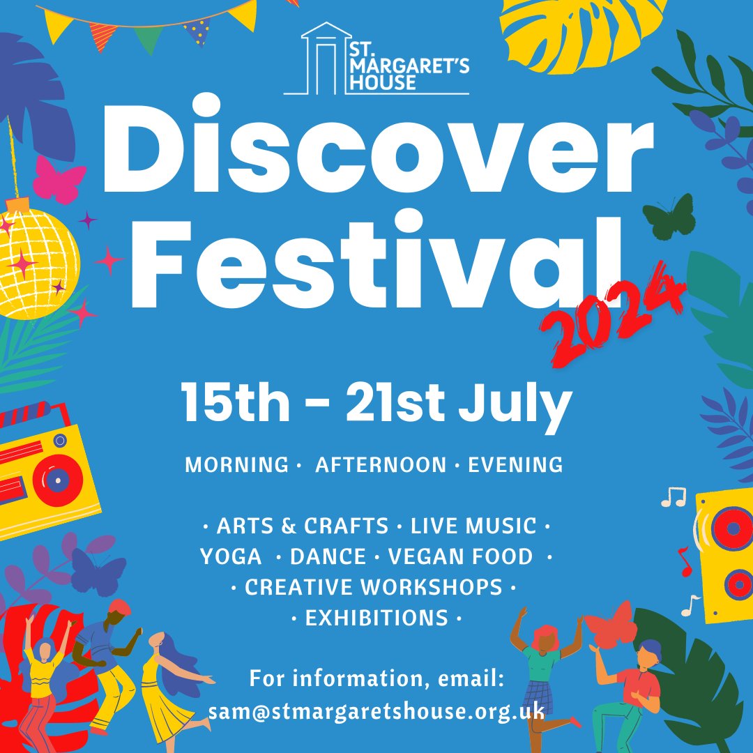 #FriendsofSTH <a href="/StMargaretsLDN/">St. Margaret's House</a> 

Discover Festival: Gig in the Garden at St Margaret’s House Situated in our newly refurbished garden, join us for a summer-time celebration like no other, and be entranced by a fantastic line up of local musicians!

👉stmargaretshouse.org.uk/events/discove…