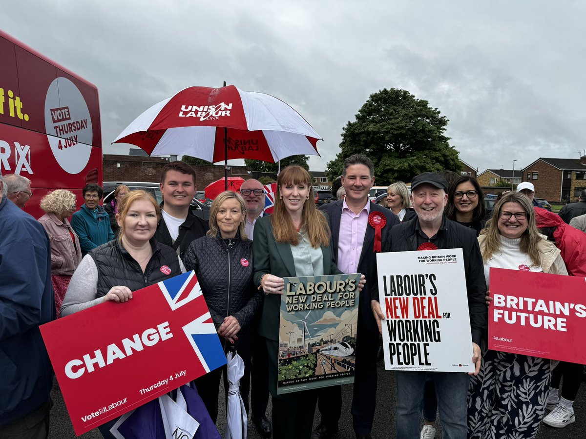 UNISON Northern Labour Link (@labour_link) on Twitter photo The rain ☔️ didn’t dampen the spirits of <a href="/NorthernUNISON/">UNISON Northern</a> and <a href="/UKLabour/">The Labour Party</a> campaigners in Stockton West this morning with <a href="/AngelaRayner/">Angela Rayner</a> and the Labour Battle Bus 🚌 supporting Joe Dancey
#makeyourvotecount
#votelabour🌹
#GE2024
#newdealforworkingpeople The rain ☔️ didn’t dampen the spirits of <a href="/NorthernUNISON/">UNISON Northern</a> and <a href="/UKLabour/">The Labour Party</a> campaigners in Stockton West this morning with <a href="/AngelaRayner/">Angela Rayner</a> and the Labour Battle Bus 🚌 supporting Joe Dancey
#makeyourvotecount
#votelabour🌹
#GE2024
#newdealforworkingpeople