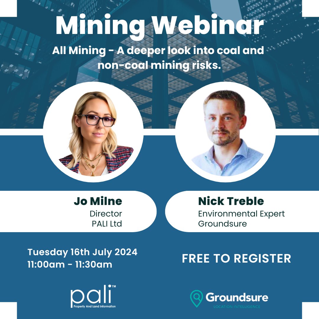 Pali Ltd (@paliltd) on Twitter photo PALI is hosting the following #FREE #conveyancing webinar, in conjunction with <a href="/Groundsure/">Groundsure</a>
‘All #Mining - A deeper look into #coal and #noncoal mining #risks’
When: 16th July
Time: 11:00am
To register your free place please click this link
register.gotowebinar.com/register/80248… PALI is hosting the following #FREE #conveyancing webinar, in conjunction with <a href="/Groundsure/">Groundsure</a>
‘All #Mining - A deeper look into #coal and #noncoal mining #risks’
When: 16th July
Time: 11:00am
To register your free place please click this link
register.gotowebinar.com/register/80248…