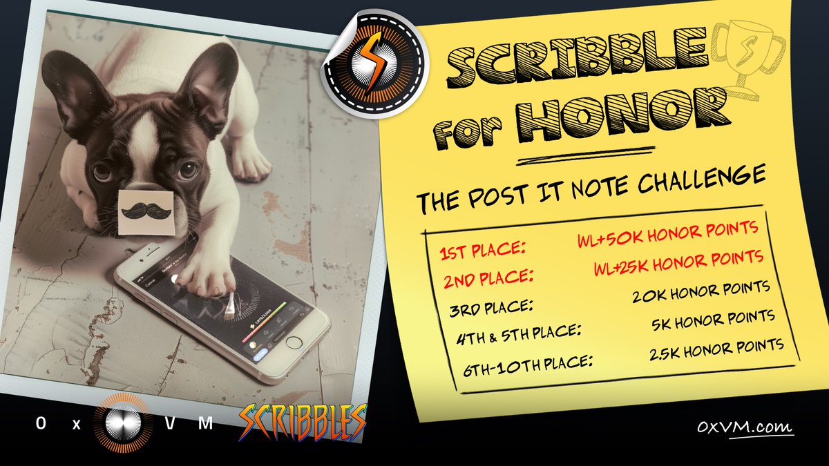 Tap into Scribble For Honor ⚡️🟠

Using post it notes, scribbles and our Tapping game create content that will make us laugh

Take a picture of your creation and use #Scribbleforhonor in your post to enter the competition

Deadline: 10th July 12PM UTC

Funniest 2 will win WL 🥳