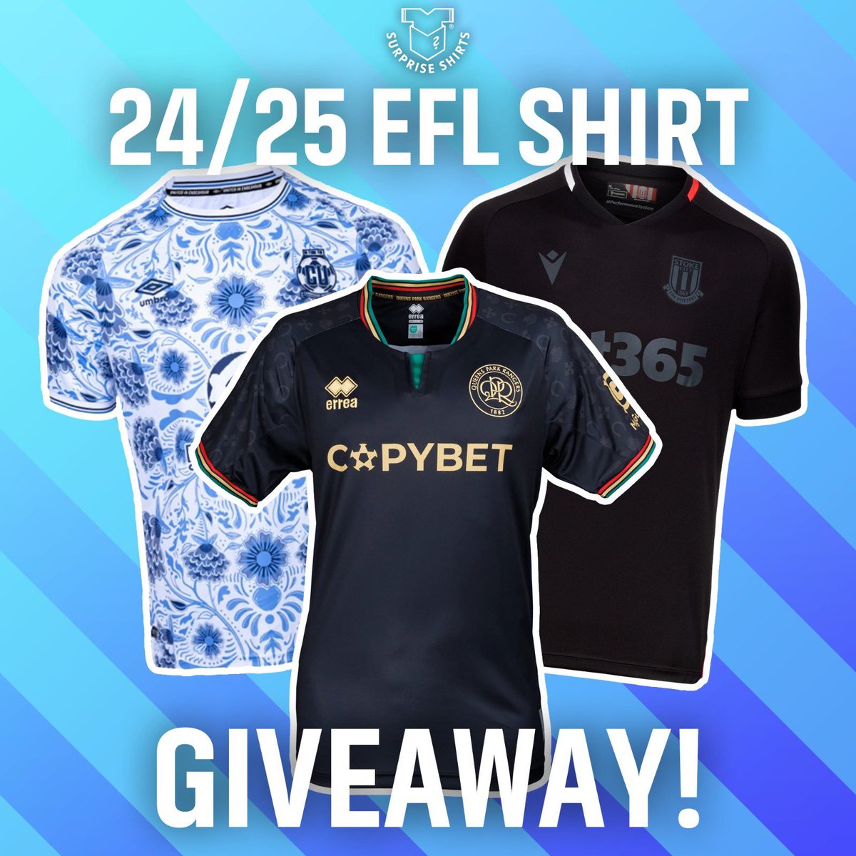 TheFLZone's tweet image. We’ve teamed up with @SurpriseShirts to giveaway a new 24/25 EFL shirt of your choice! 👇

How to enter 👇

✅ Follow @TheFLZone &amp;amp; @SurpriseShirts
♻️ Repost
💬 Comment your club

That’s all, good luck! We’ll draw a winner on Friday 5th 🤝