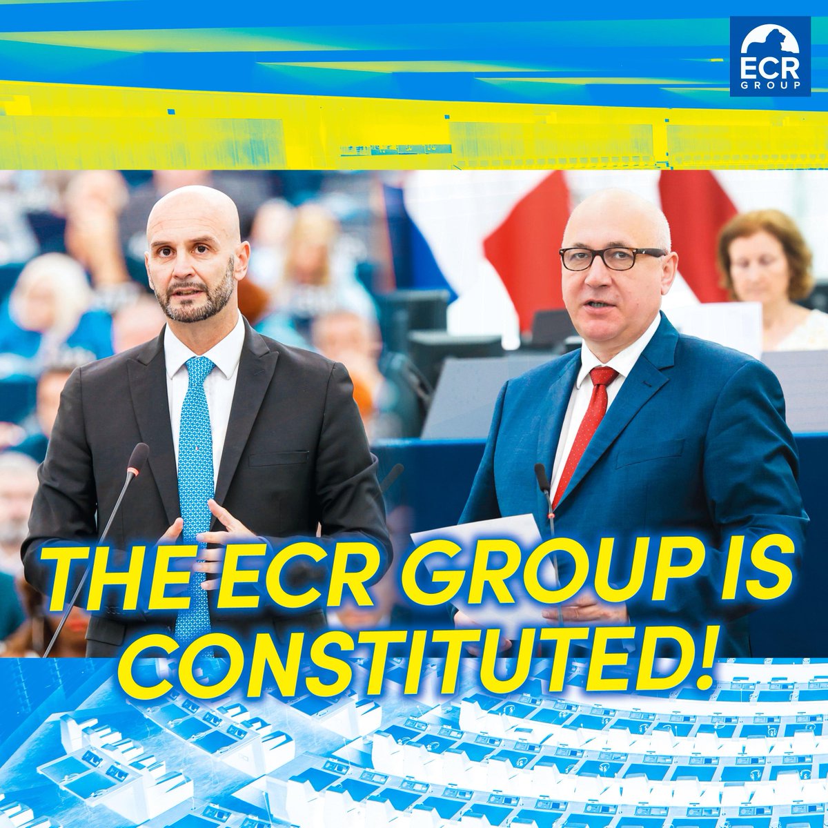The ECR Group has now been constituted!

👏 Congratulations to <a href="/NProcaccini/">Nicola Procaccini</a>, who has been re-elected as co-chairman, to <a href="/jbrudzinski/">Joachim Brudziński 🇵🇱</a>, elected to share the chairmanship, and to all vice presidents, @Weimers, <a href="/Assita_Kanko/">Assita Kanko MEP</a>, <a href="/AlexandrVondra/">Alexandr Vondra</a>, and <a href="/hermanntertsch/">Hermann Tertsch</a>, and co-treasurers,