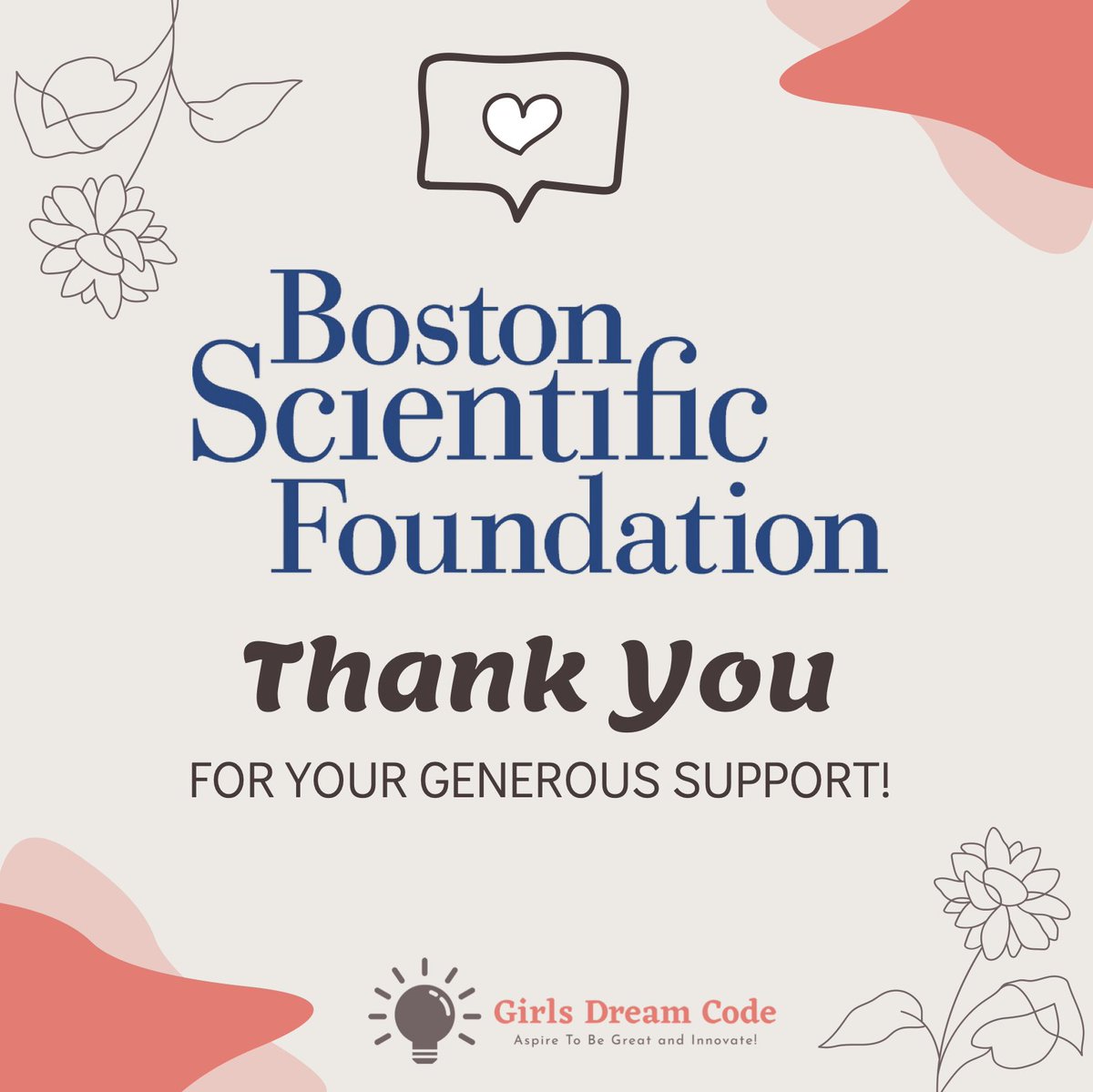 Girls Dream Code (@girlsdreamcode) on Twitter photo Thank you Boston Scientific Foundation <a href="/bostonsci/">Boston Scientific</a> for supporting Girls Dream Code, our mission and our programs! Thank you for your commitment to supporting diversity, equity and inclusion in tech and in computer science education!
#womenintech #girlsintech #womenwhocode #dei Thank you Boston Scientific Foundation <a href="/bostonsci/">Boston Scientific</a> for supporting Girls Dream Code, our mission and our programs! Thank you for your commitment to supporting diversity, equity and inclusion in tech and in computer science education!
#womenintech #girlsintech #womenwhocode #dei