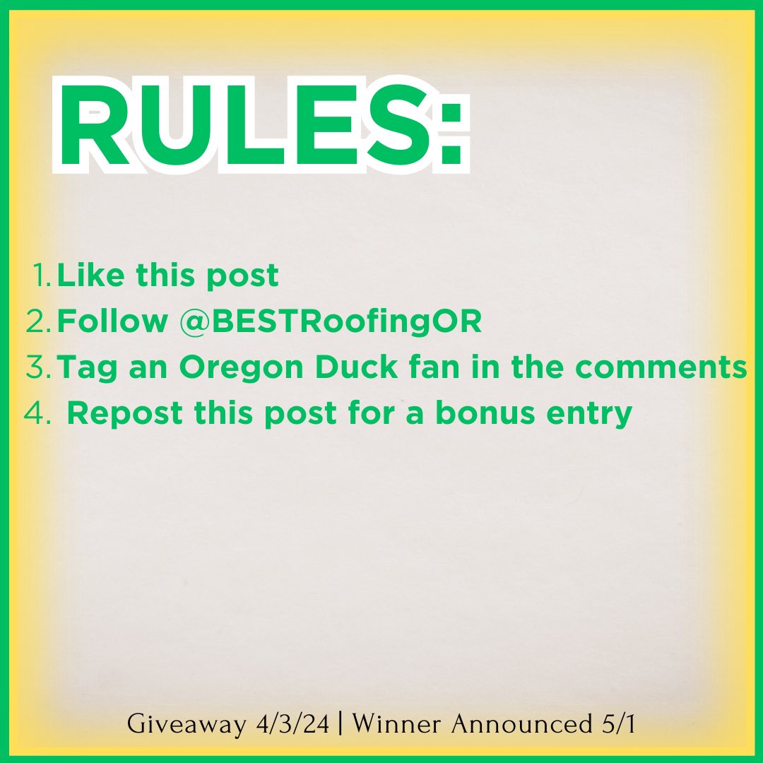 ‼️ ATTENTION ‼️ BEST Roofing &amp; Waterproofing is now doing a mega July giveaway you won’t want to miss out on! Enter now for the chance to win a signed jersey from University of Oregon quarterback, Dillon Gabriel! 🔥🦆 

Rules to apply: 
1. Like this post 
2. Follow <a href="/BESTRoofingOR/">BEST Roofing & Waterproofing</a>
