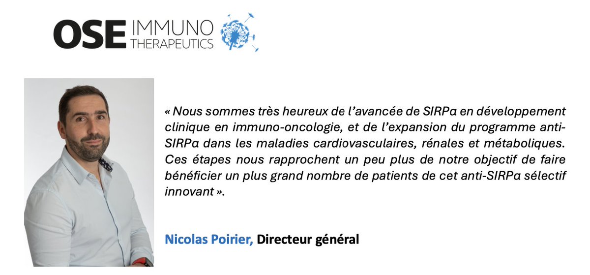 OSE et Boehringer Ingelheim poursuivent l’avancée du développement clinique du traitement first-in-class SIRPα BI 770371 en immunologie du cancer : un anticorps inhibiteur SIRPα perfectionné de nouvelle génération sera évalué en Phase 1b.
En lire plus : tinyurl.com/3yxhcvv6