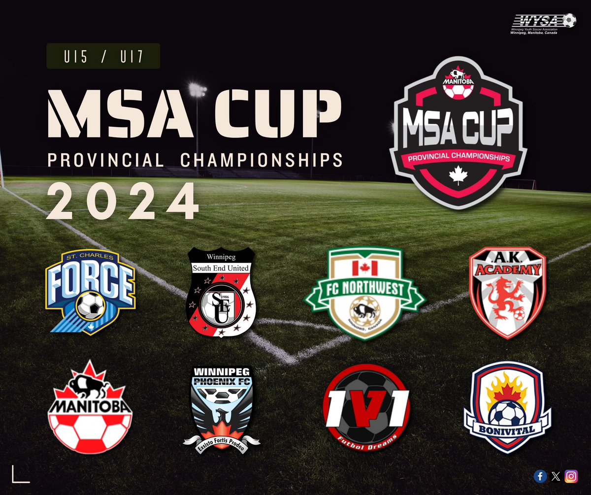 WpgSoccer's tweet photo. ⚽️WYSA WEDNESDAY⚽️

Best of luck to all WYSA teams participating in the 2024 @ManitobaSoccer Cup! This historic competition plays host to the U15 &amp; U17 Provincial Soccer Championships! We can’t wait to watch some thrilling match-ups!🔥🏆

#msacup 
#wysawednesday https://t.co/1EVHdpT0tZ