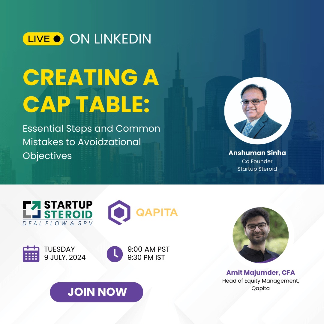 Mentor_Anshuman's tweet image. A good event to attend by Founders. If you are in fundraising mode or going to fundraise in the future, you will need your Cap Table organized.  

Save your spot - linkedin.com/events/7213562… 

#startups #linkedinlive #captablemanagement #event