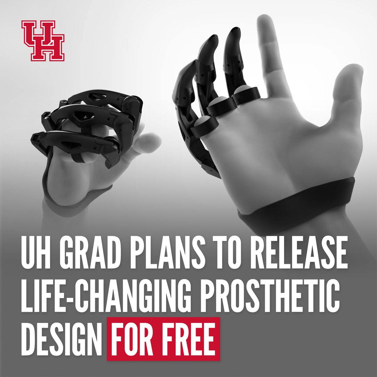 UHouston's tweet photo. Recent UH graduate David Edquilang invents a life-changing finger prosthesis and plans to make the design available for free!

Read more about the award-winning project: https://t.co/BBxePWsQUd https://t.co/JSaEp1Y3Nm