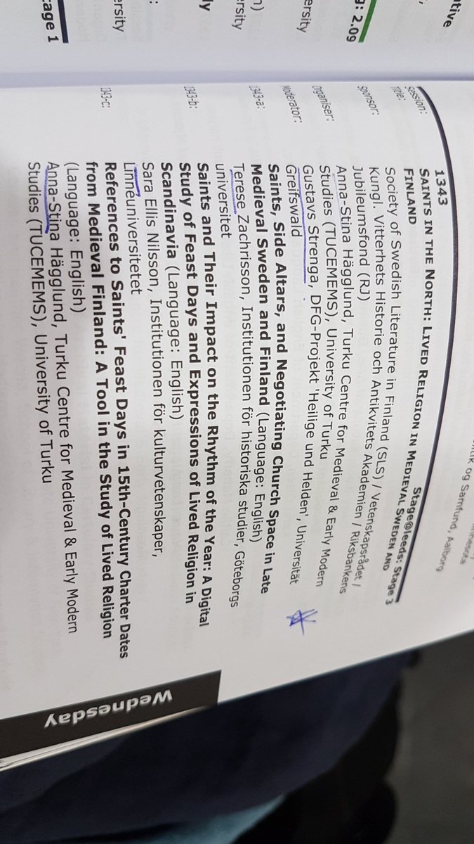 Now our session <a href="/IMC_Leeds/">IMC_Leeds</a> ! #s1343 Saints in the North: Lived Religion in Medieval Sweden and Finland with <a href="/MappingSaints/">Mapping Lived Religion</a> &amp; Lived Religion in Medieval Sweden.