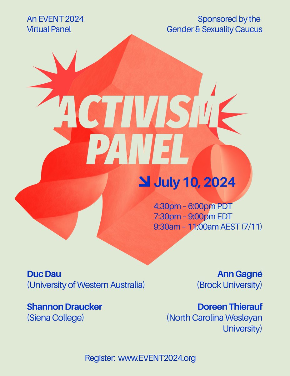 Our virtual ACTIVISM PANEL is Wednesday, July 10th! Panelists will discuss their work as scholar-activists promoting accessibility and inclusion and share insights from research projects on the state of the field in Victorian studies. Sponsored by the Gender &amp; Sexuality Caucus.