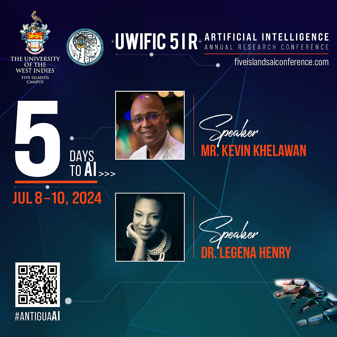 Five days to go! AI experts, business leaders, and policymakers will join government officials and academics at The University of the West Indies, Five Islands Campus from July 8-10 for the Caribbean’s first AI conference.