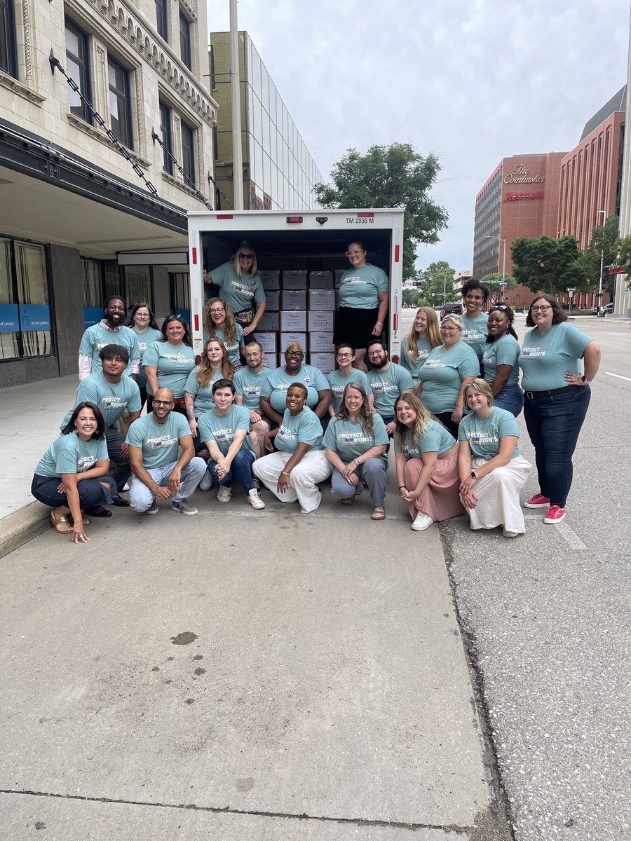 Today's the day! Packing boxes with your petitions to #ProtectOurRightsNE. Proud to see such widespread support for Nebraska patients' access to abortion. Politicians, take note: mind your own business! 📦👏 #patientsnotpolitics