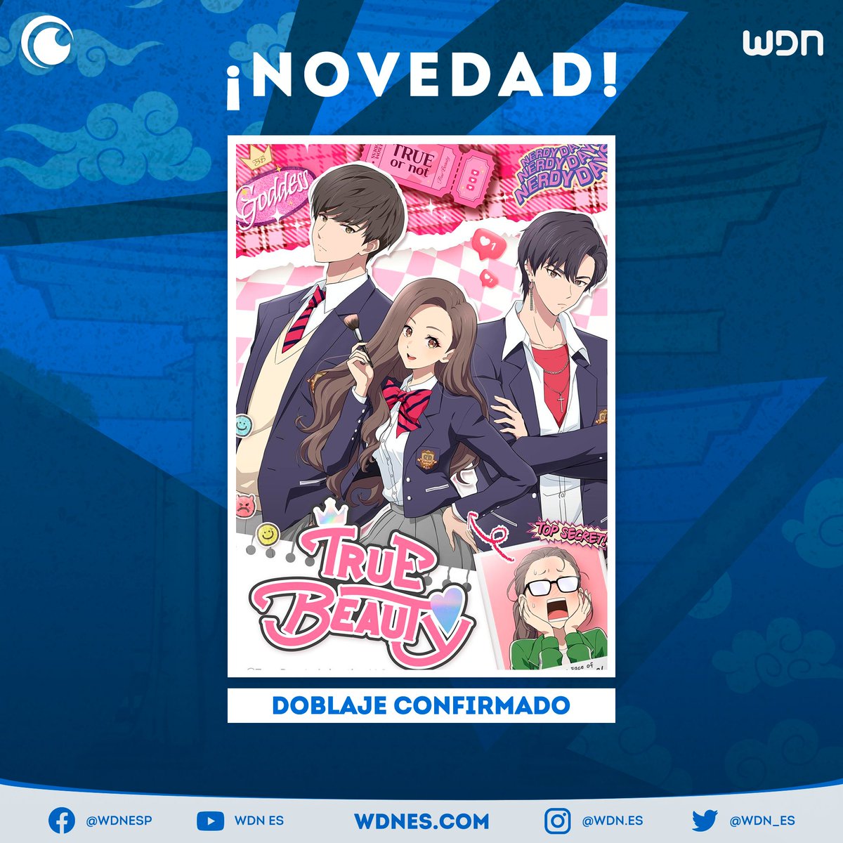 wdn_es's tweet photo. 🎙️ | Doblaje
El anime "True Beauty" contará con doblaje al español latino esta temporada de verano en Crunchyroll. #TrueBeauty https://t.co/0UlrlOMgTb