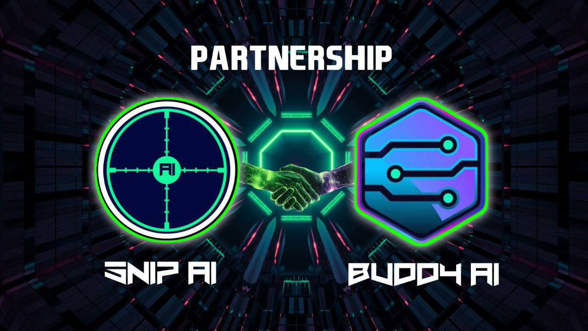 PARTNERSHIP ANNOUNCEMENT

Buddy AI x Sniper Al

Sniper Al is a trading bot on Telegram and Webapp for 
Ethereum trades.

Highlights:Limit Orders: Set multiple profit and loss levels. Automate dip buying.

Scanner/Audit Bot: Detailed reports on tokenomics, holders, remaining LP,