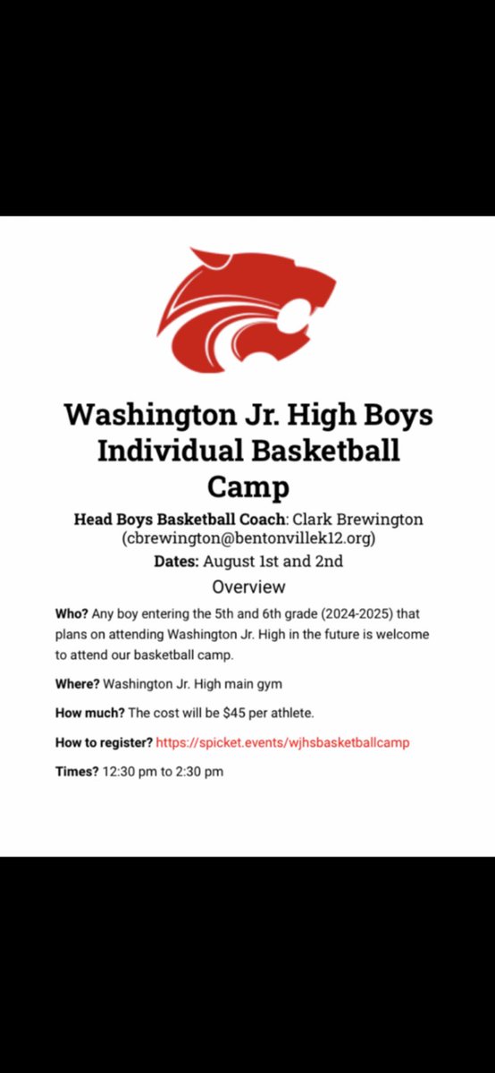 Our boys basketball individual camp is less than one month away! Hoping to see some future Wildcats there!