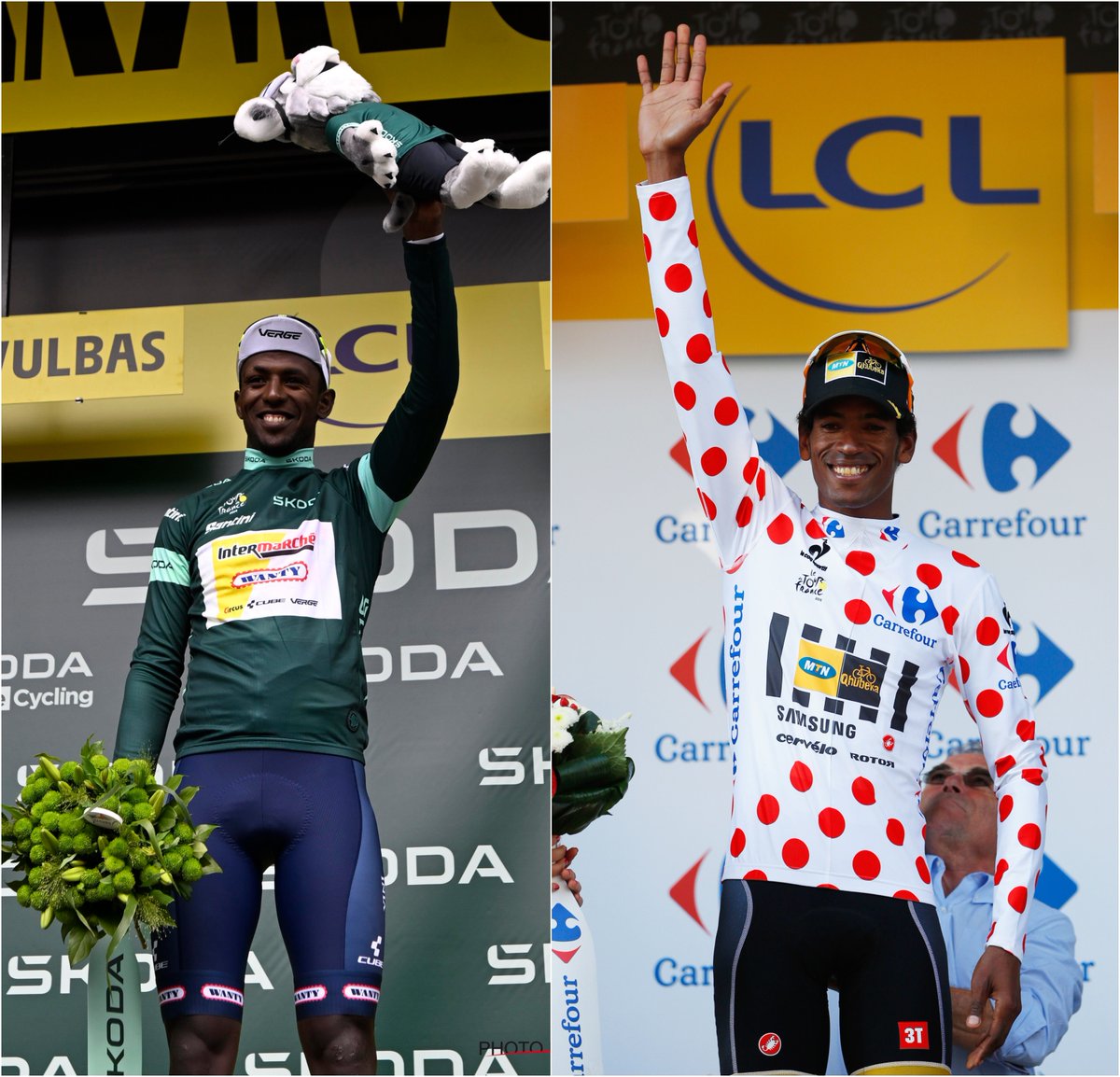 Biniam Girmay follows the footsteps of Daniel Teklehaimanot and becomes the first Eritrean cyclist to wear the green jersey in the history of the Tour de France. JEGANU 🇪🇷  #TDF2024
