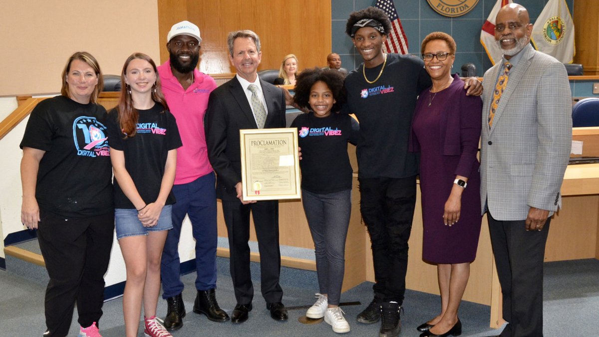 The Palm Beach County Board of County Commissioners declared July 17, 2024 as “13th Annual Kidsfit Jamathon® Day”

Digital Vibez has been dedicated to mentoring underserved youth in Palm Beach County and some neighboring communities through dance, technology, and the arts.