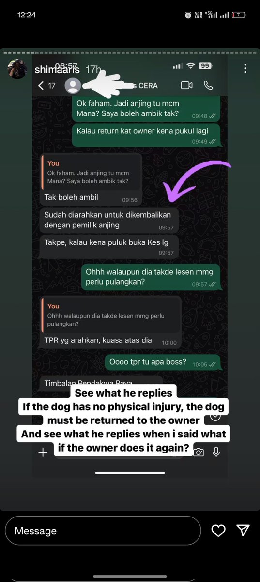 samantha_cavill's tweet photo. Boleh tak kali ni we the public (who have the most power if we stand united) change the system?

Ni cnth apa yg dvs officer ckp about a case where they returned back doggo to abuser (takpe kalau kena pukul balik bukak kes lagi)⬇️ wtf man😅

Go see kak shima punya ig stories https://t.co/MTFOhwNULq