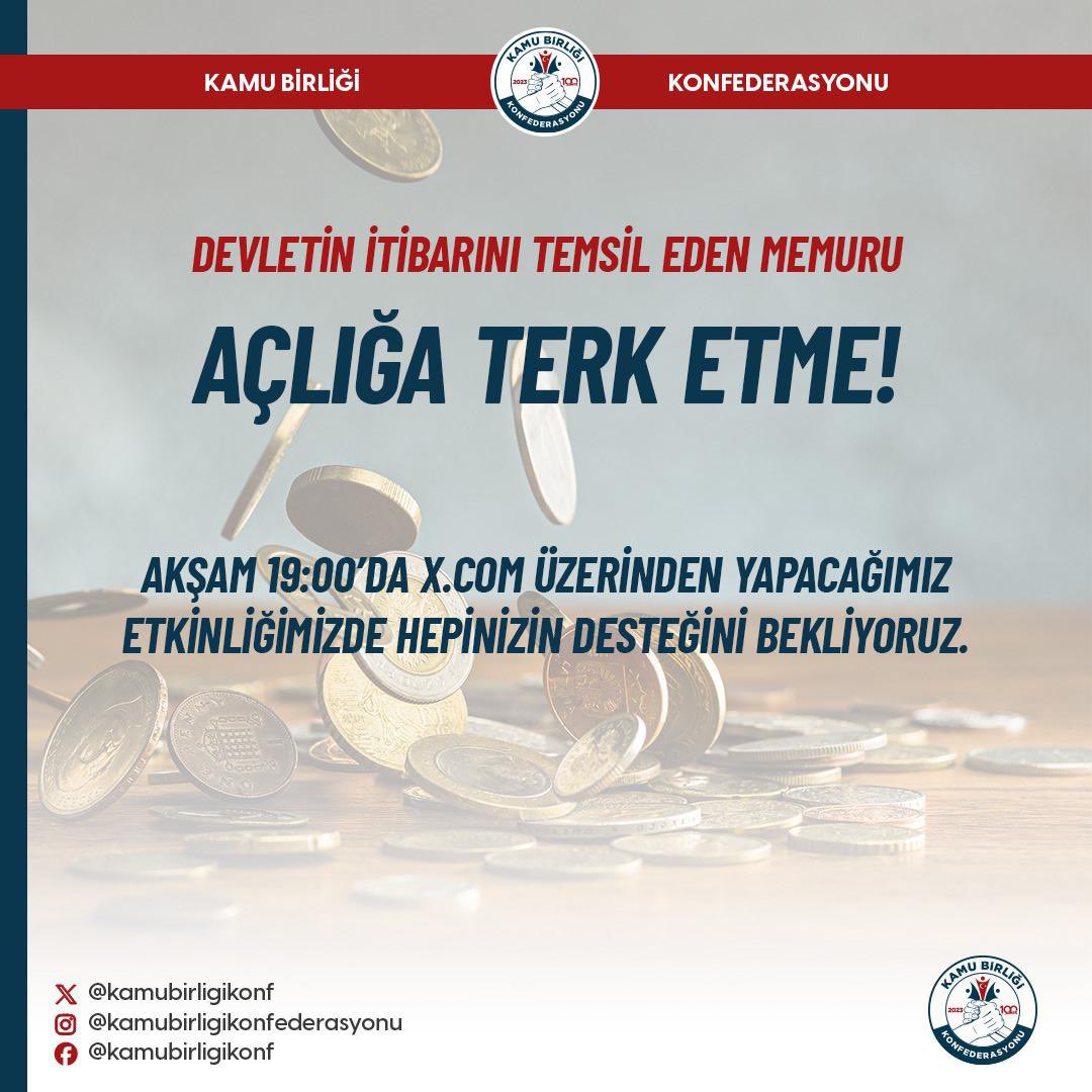 Devletin memuru yoksul olamaz!

Public servants cannot be poor

la yumkin lilmuazafin aleumumiiyn 'an yakunuu fuqara

Dövlət qulluqçuları kasıb ola bilməz

Artık hangi dilde anlarsanız ve okursanız ona göre anlatalım dedik.

#EnflasyonunMemuru 
<a href="/adaletsendikasi/">Adalet Sendikası</a> 
@kamubirligikonf