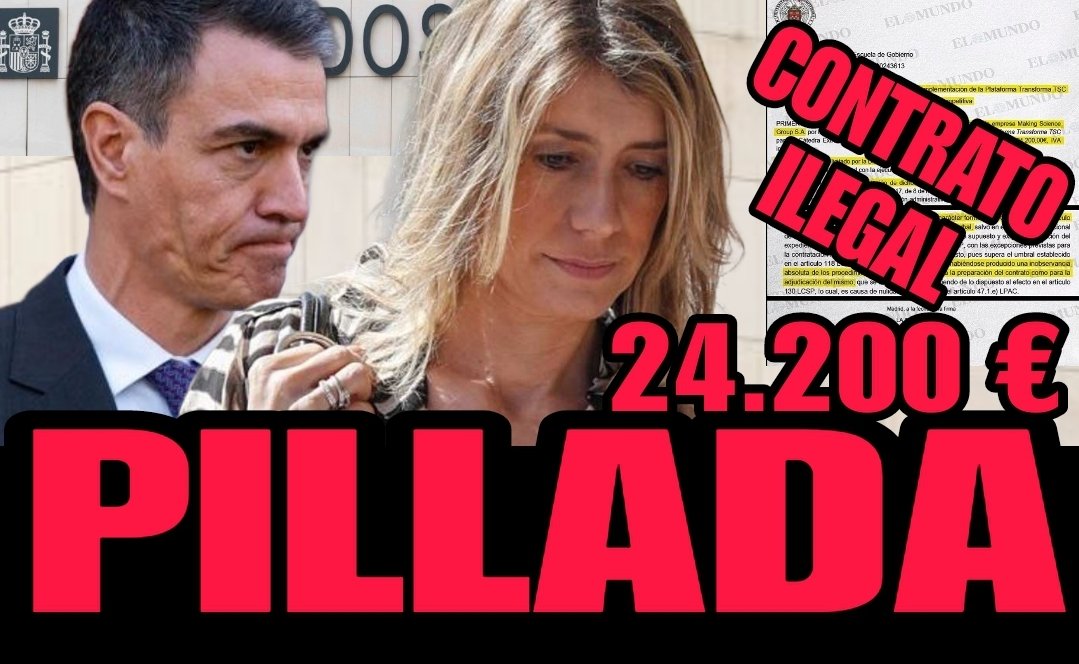 🔥ESCÁNDALO BRUTAL🔥
LA UNIVERSIDAD COMPLUTENSE HA INFORMADO POR ESCRITO DE QUE BEGOÑA GÓMEZ HIZO UN CONTRATO ABSOLUTAMENTE ILEGAL E IRREGULAR POR IMPORTE DE 24.200€.

ADEMÁS HA SOLICITADO PERSONARSE EN EL PROCESO CONTRA ELLA POR CORRUPCIÓN COMO ACUSACIÓN PARTICULAR.

AYER PEDRO