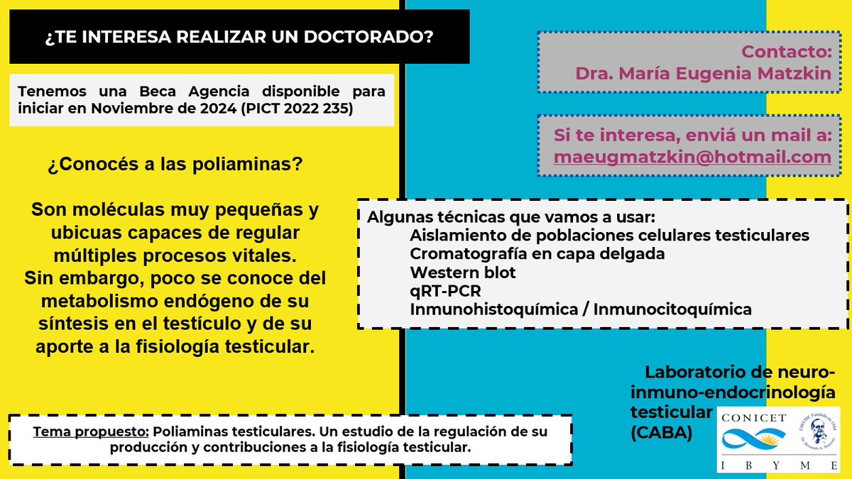 Con el recorte d ingresos a beca doctoral Conicet que hubo, las ofertas para beca agencia son buenas. Se busca postulante para beca doctoral agencia
Se agradece difusión
<a href="/FabBallarini/">Fabricio Ballarini</a> <a href="/docmarinfernan/">Marina Fernandez #PlasticsTreaty</a> <a href="/FundHuesped/">Fundación Huésped</a> <a href="/RAICYT_Ar/">RAICYT</a> <a href="/ElijoCrecer/">Elijo Crecer Festival</a> <a href="/ElijoCrecerVilo/">Elijo Crecer Ciencia Por Argentina</a> <a href="/anti__fakenews/">Ciencia Anti Fake News</a> <a href="/nschiara/">Nadia Chiaramoni</a>
