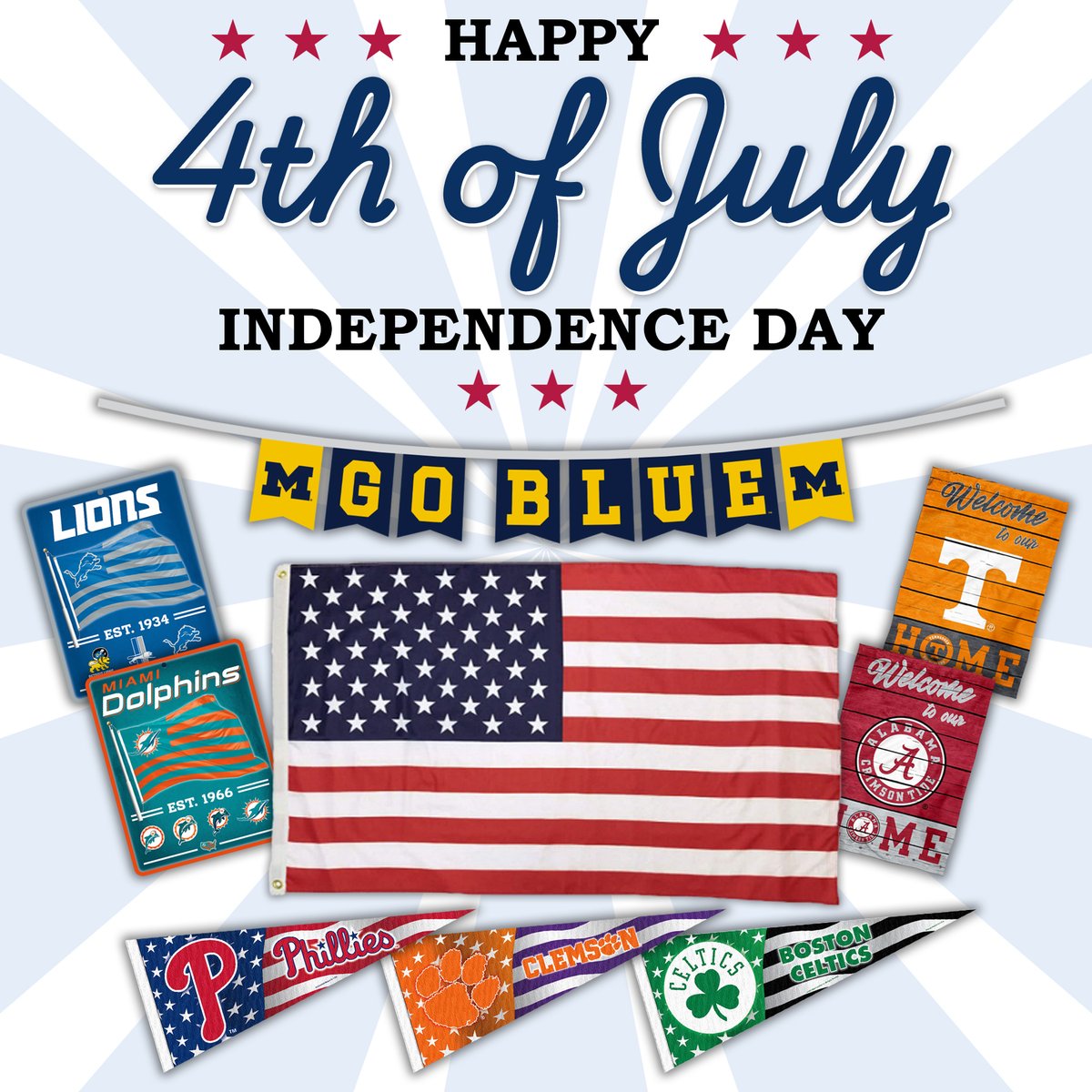 College_Flags's tweet photo. It's Time to Celebrate! Happy 4th of July! 😃😃😃 Shop Licensed Flags &amp; Banners Today! https://t.co/2PfMjAIrCZ https://t.co/qrZZgUHLzQ