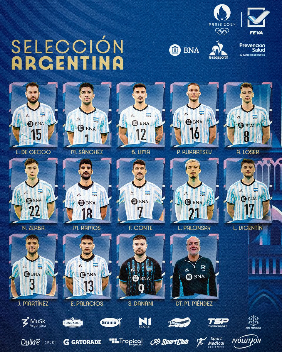 ¡Selección 🇦🇷 Olímpica: Argentina ya tiene sus 13 nombres para #Paris2024!
 
👉 Marcelo Méndez definió la lista y viajará el próximo 13 de julio 

#VamosArgentina 

Más info 👇
feva.org.ar/selecciones-na…