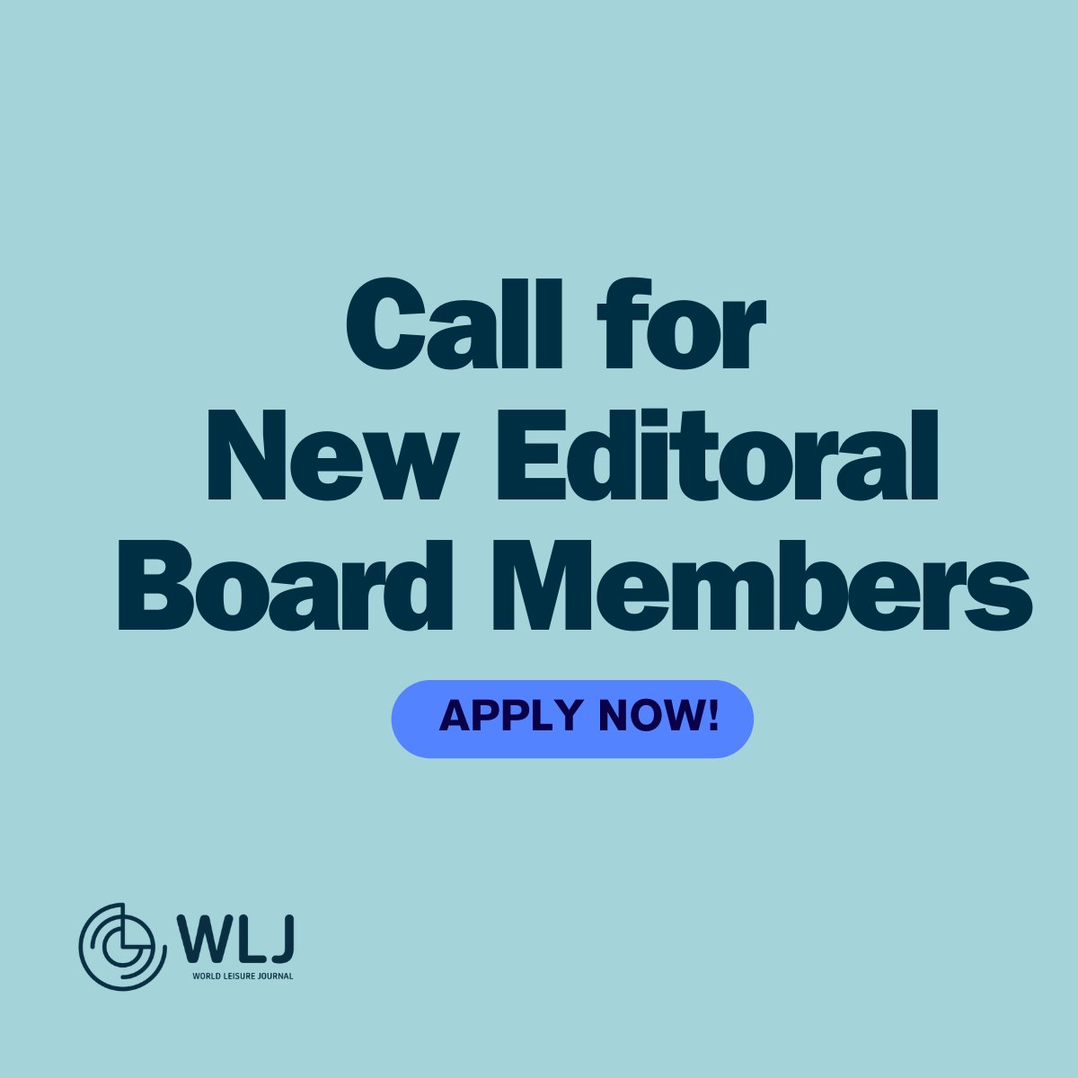 World Leisure Journal (@worldleisurej) on Twitter photo 📢 CALL for New Editorial Board Members!
<a href="/WorldLeisureOrg/">World Leisure Organization (WLO)</a> #journal is looking to fill some position at the Editorial Board.
Read criteria and apply here: forms.office.com/e/CP8Qr0Mgt4
Deadline: 30 August 2024
#journal #leisure #research #call
<a href="/tandfsport/">Routledge Sport, Leisure, and Tourism</a> 📢 CALL for New Editorial Board Members!
<a href="/WorldLeisureOrg/">World Leisure Organization (WLO)</a> #journal is looking to fill some position at the Editorial Board.
Read criteria and apply here: forms.office.com/e/CP8Qr0Mgt4
Deadline: 30 August 2024
#journal #leisure #research #call
<a href="/tandfsport/">Routledge Sport, Leisure, and Tourism</a>