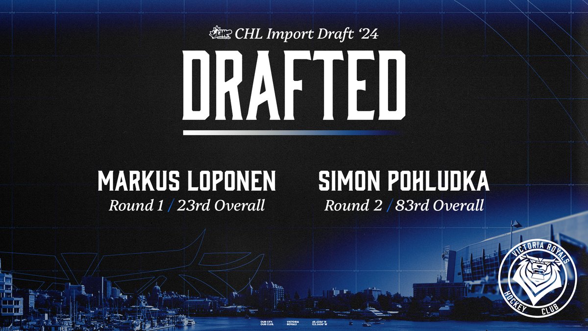 The Royals made two selections in the 2024 CHL Import Draft, picking Markus Loponen 23rd overall, and Simon Pohlduka 83rd overall. 

Full story » chl.ca/whl-royals/art…