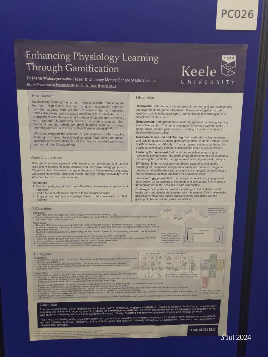 Dr Marta Wołoszynowska-Fraser (@drneurocreative) on Twitter photo I'm excited to be presenting our #gamification in #education poster at #PhysiologyInFocus2024 @Drmoran3 <a href="/KeeleLifeSci/">Keele Life Sciences 🌍</a> I'm excited to be presenting our #gamification in #education poster at #PhysiologyInFocus2024 @Drmoran3 <a href="/KeeleLifeSci/">Keele Life Sciences 🌍</a>