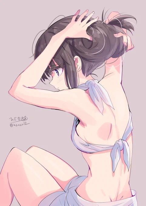 髪をまとめる水着の北上#艦これ版深夜の真剣お絵描き60分一本勝負#艦これ版真剣お絵描き60分一本勝負_20240703 