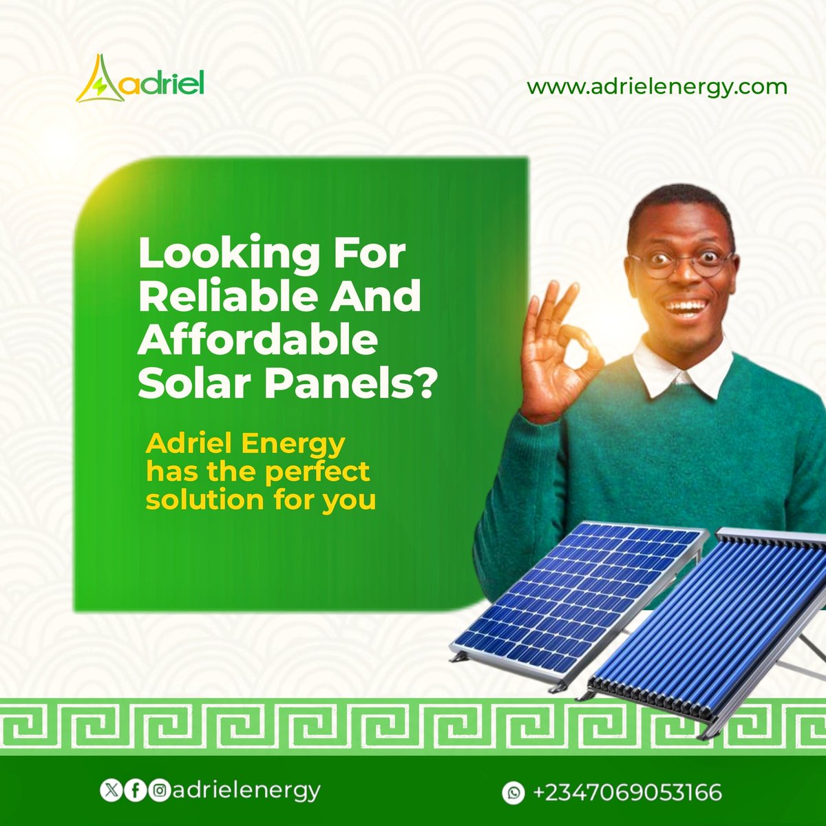 AdrielEnergy's tweet photo. Get the best solar panels without breaking the bank @adrielenergy. 

Start your solar journey today at https://t.co/87i8LuoQf4 or send us a DM. 

#solarpanels #SolarEnergy https://t.co/vZUVwggPh5