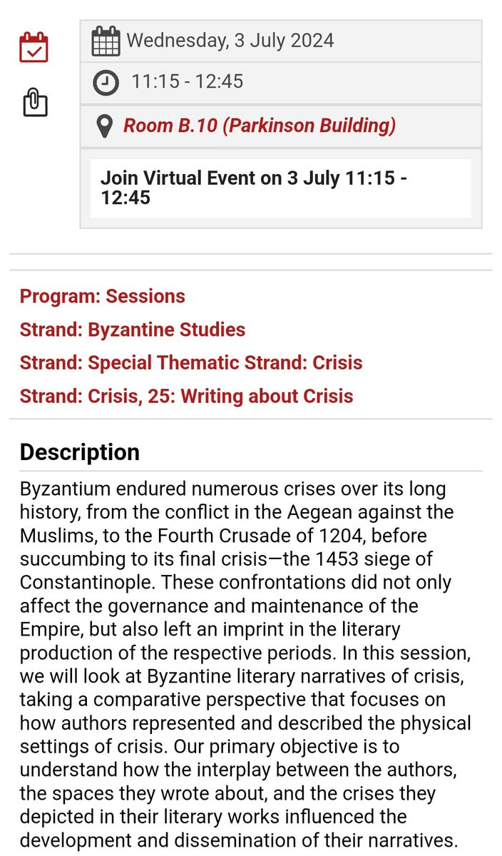 _ckayaberke's tweet photo. Today we held our panel at the @IMC_Leeds  entitled "Echoes of Chaos: Byzantine Literary Narratives of Crisis", supported by @SPBSUK. Many thanks for the great talks by John Kee and @fskurtoglu. Special thanks for our moderator @Fall_of_Zeynep. https://t.co/SwWWkTG0de