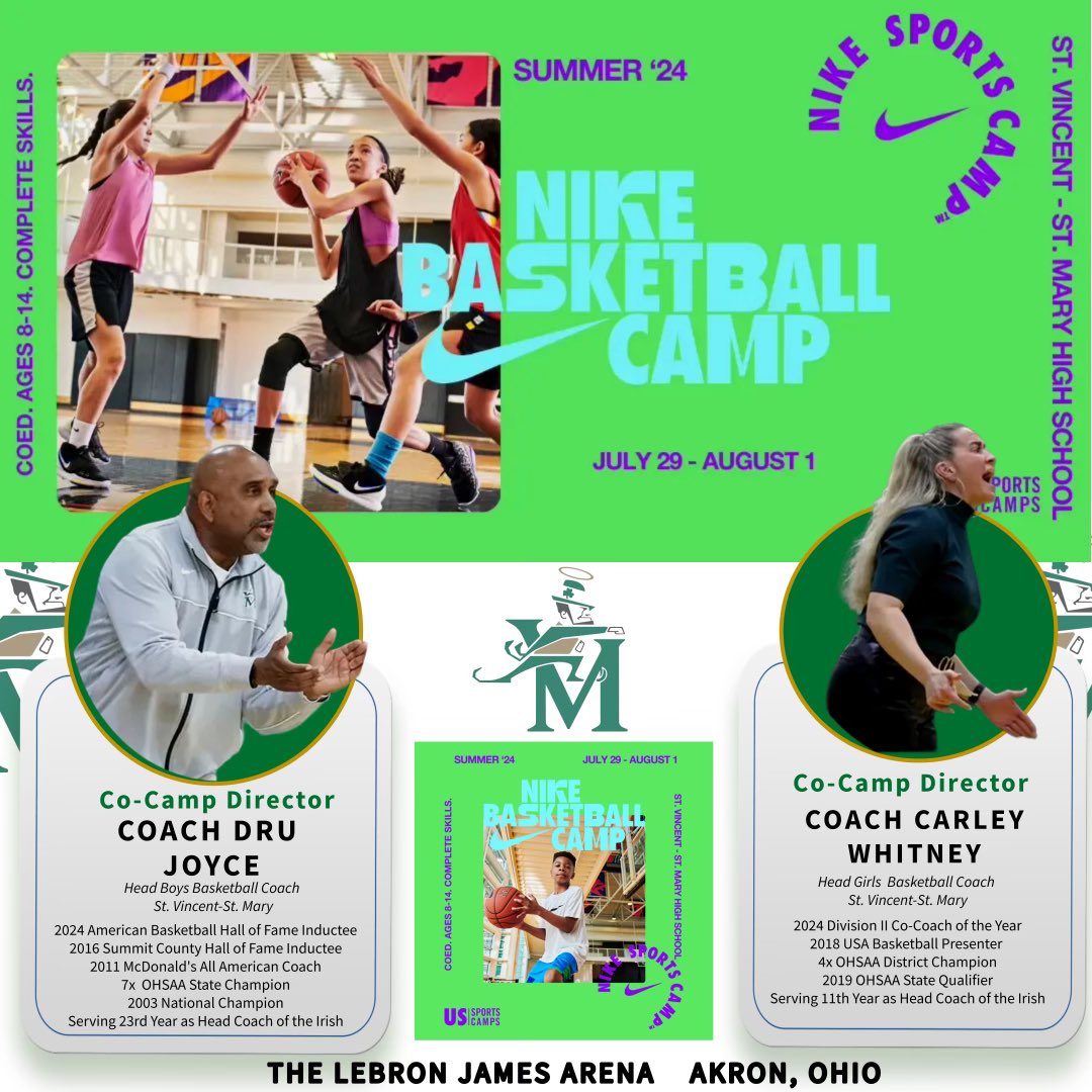 COACH DRU+COACH CARLEY=Nike🏀 🔥 
July 29-August 1- Co-Ed Camp @ STVM 
Sign up today‼️ 

🔗 ussportscamps.com/basketball/nik…

🔥🔥🔥🔥🔥🔥🔥🔥🔥
#NikeCamps #USSSportsCamps #GoIrish #STVMFamily <a href="/drujoyceclassic/">Dru Joyce Classic</a> <a href="/CoachDruJoyce/">Dru Joyce II</a> <a href="/ussportscamps/">US Sports Camps</a> <a href="/nikebasketball/">Nike Basketball</a>