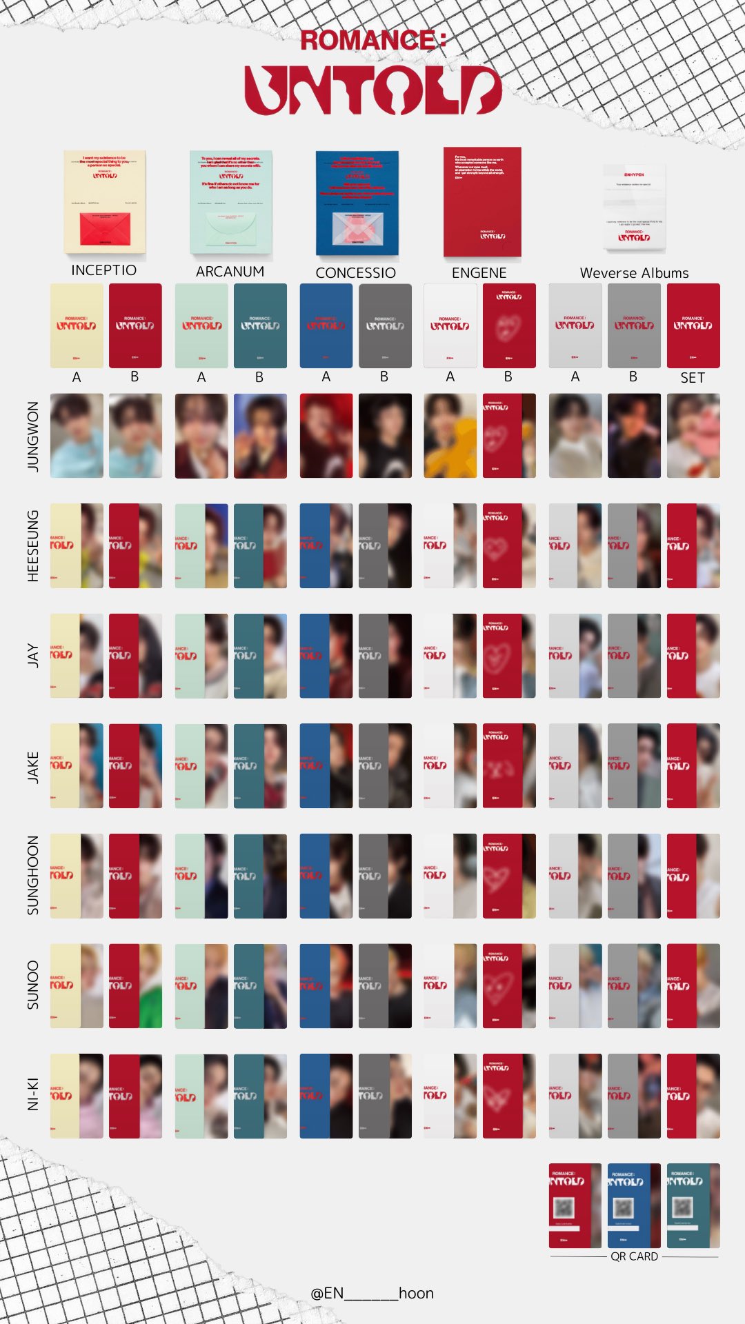 ENHYPEN ROMANCE weverse 特典トレカ コンプB ✖︎2A ENHYPEN ROMANCE weverse 特典トレカ コンプB ✖︎2A ENHYPEN