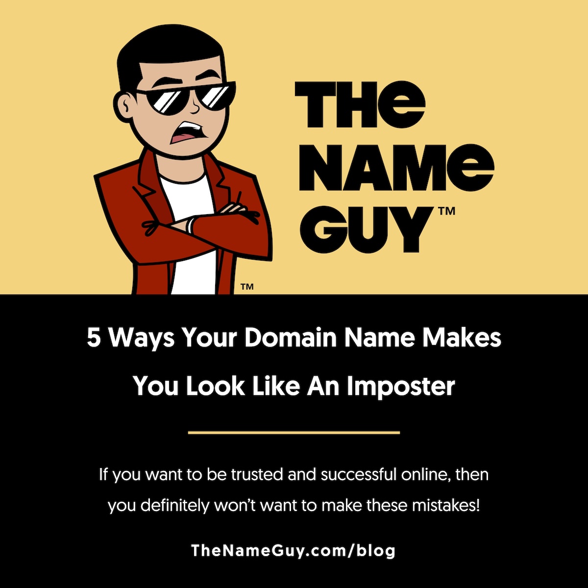 Blog Alert! 🚨

Here’s five things you should never do with your domain name, that’ll make you look like an imposter 🥸. 

👉thenameguy.com/5-ways-your-do…

The internet is a digital ocean …

When users come to surf, your domain name tells them if you’re a shark or prey.

If you look